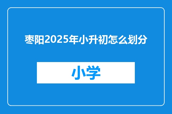 枣阳2025年小升初怎么划分