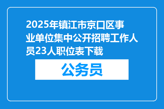 2025年镇江市京口区事业单位集中公开招聘工作人员23人职位表下载