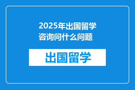 2025年出国留学咨询问什么问题