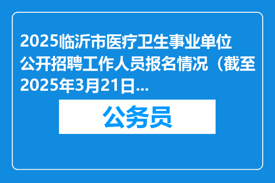 2025临沂市医疗卫生事业单位公开招聘工作人员报名情况（截至2025年3月21日16时）