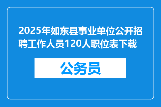 2025年如东县事业单位公开招聘工作人员120人职位表下载