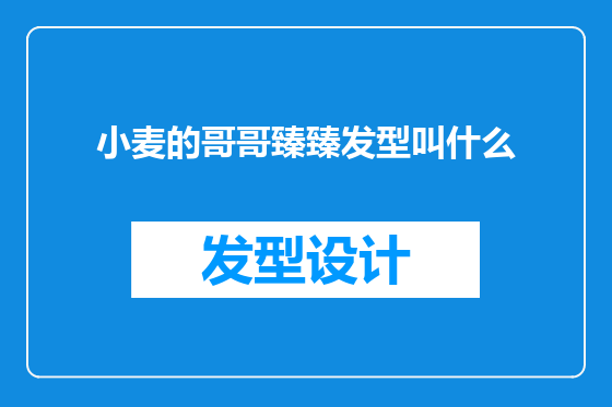 小麦的哥哥臻臻发型叫什么