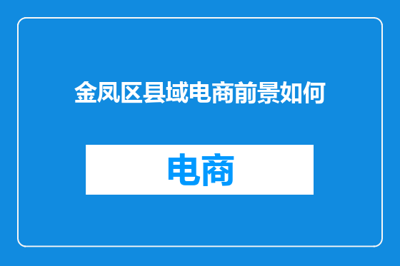 金凤区县域电商前景如何