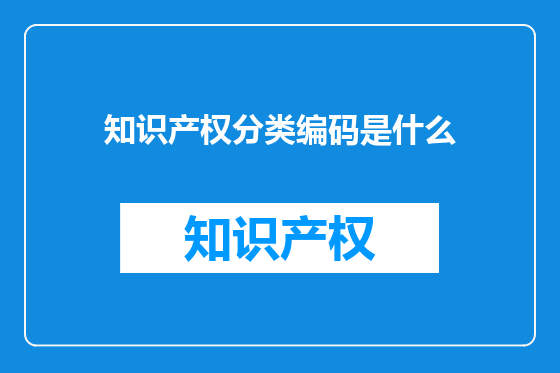 知识产权分类编码是什么