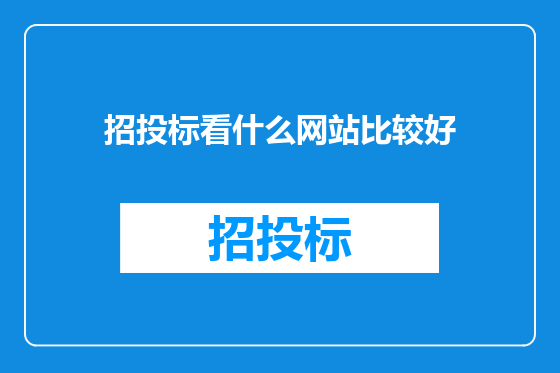 招投标看什么网站比较好