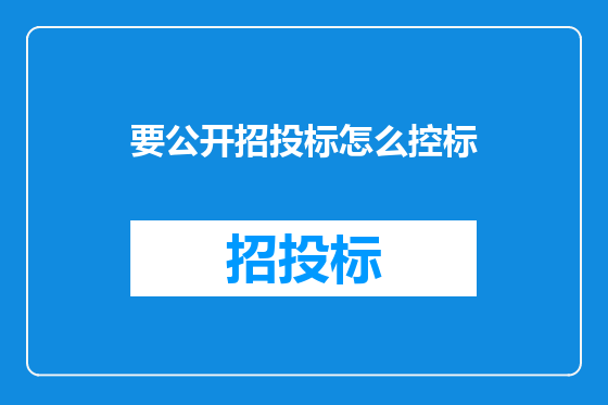 要公开招投标怎么控标