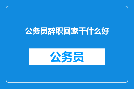公务员辞职回家干什么好