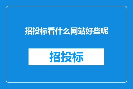招投标看什么网站好些呢