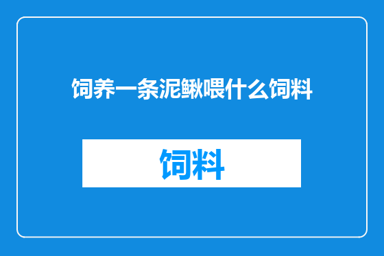 饲养一条泥鳅喂什么饲料
