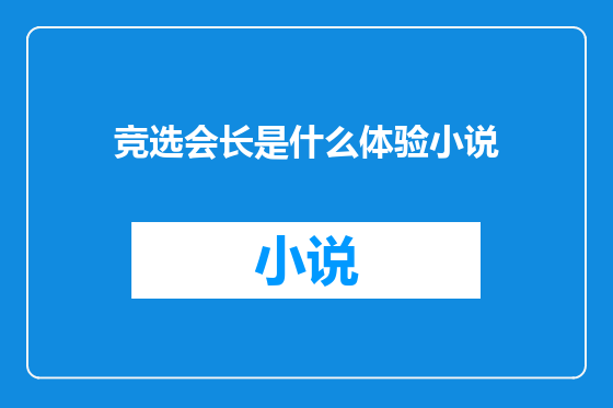 竞选会长是什么体验小说
