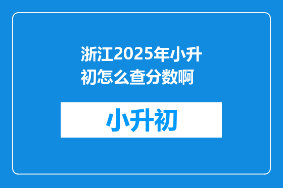 浙江2025年小升初怎么查分数啊