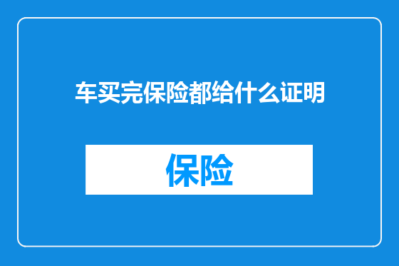 车买完保险都给什么证明
