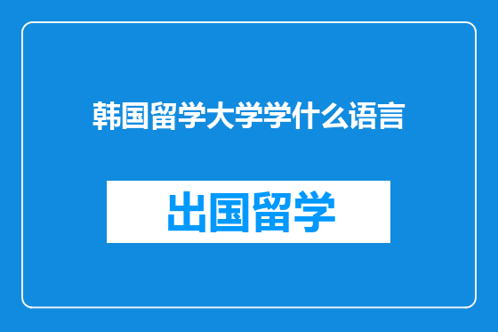 韩国留学大学学什么语言
