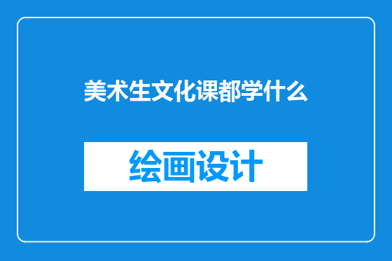 美术生文化课都学什么