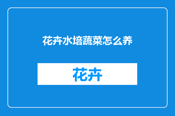 花卉水培蔬菜怎么养