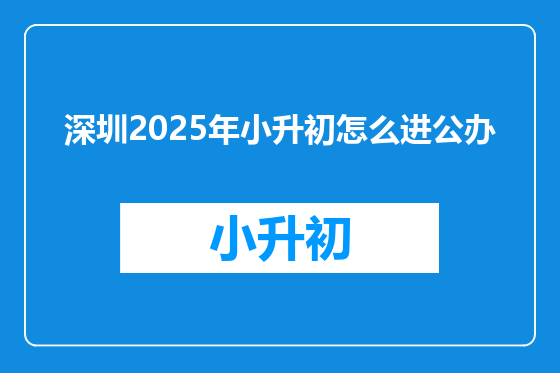 深圳2025年小升初怎么进公办