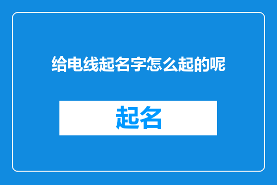 给电线起名字怎么起的呢