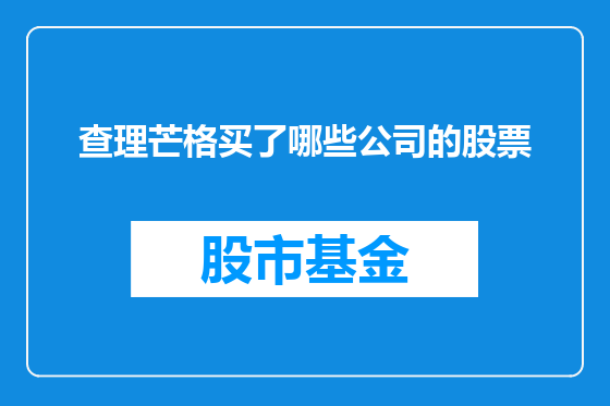 查理芒格买了哪些公司的股票