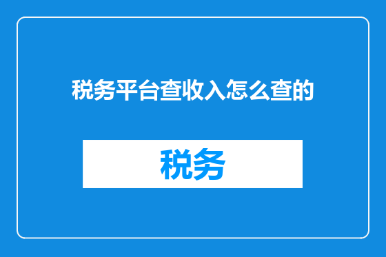 税务平台查收入怎么查的