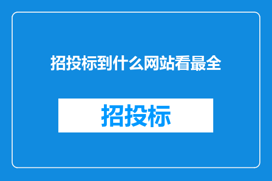 招投标到什么网站看最全
