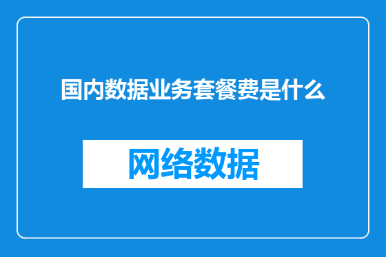 国内数据业务套餐费是什么