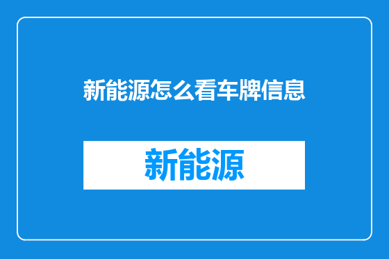 新能源怎么看车牌信息
