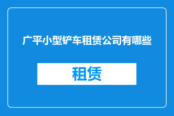 广平小型铲车租赁公司有哪些
