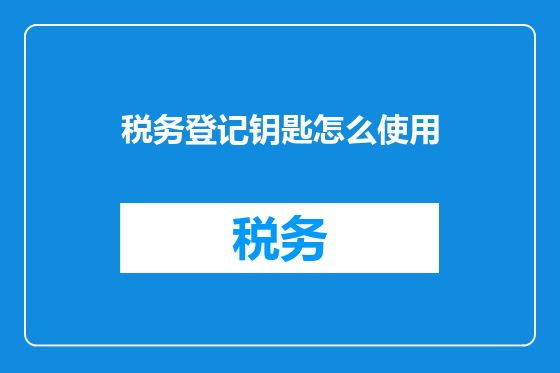 税务登记钥匙怎么使用
