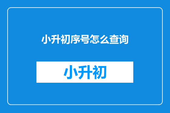 小升初序号怎么查询