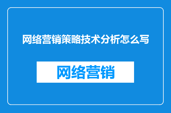 网络营销策略技术分析怎么写