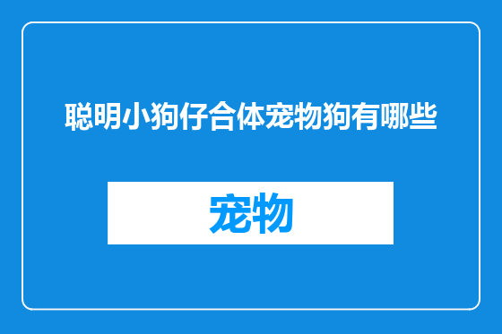 聪明小狗仔合体宠物狗有哪些