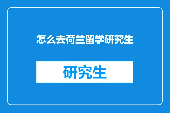 怎么去荷兰留学研究生