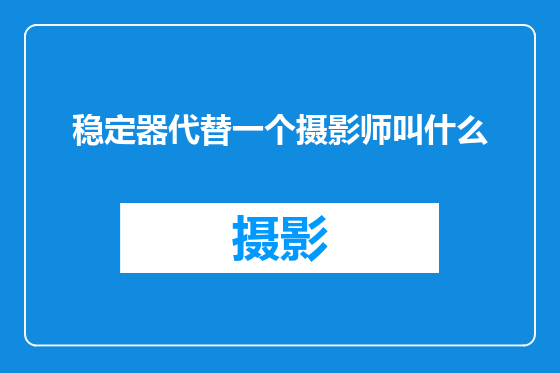 稳定器代替一个摄影师叫什么