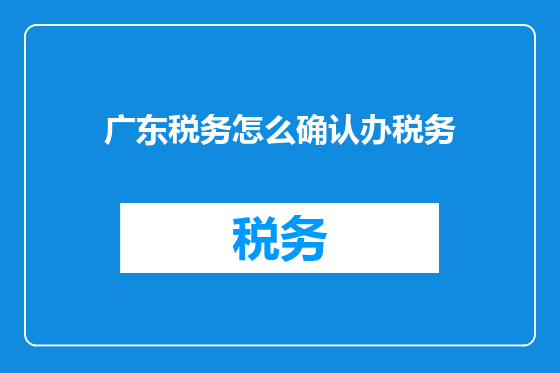 广东税务怎么确认办税务