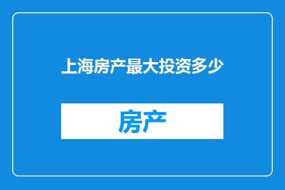 上海房产最大投资多少