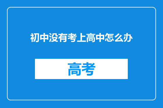 初中没有考上高中怎么办