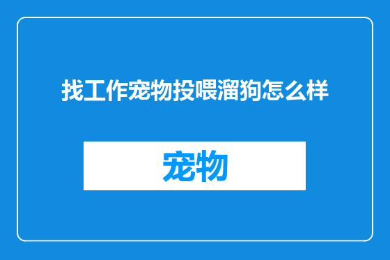 找工作宠物投喂溜狗怎么样