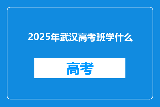 2025年武汉高考班学什么