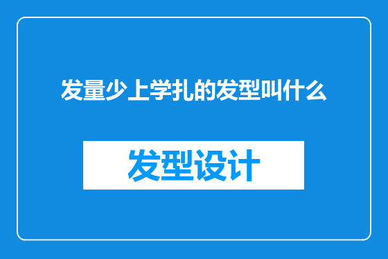 发量少上学扎的发型叫什么