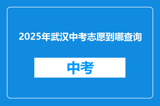 2025年武汉中考志愿到哪查询