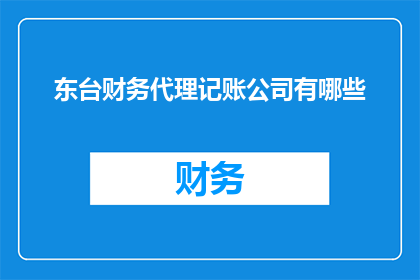 东台财务代理记账公司有哪些