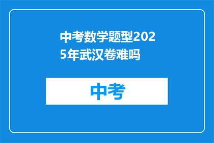 中考数学题型2025年武汉卷难吗