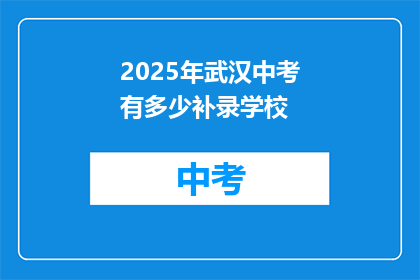 2025年武汉中考有多少补录学校