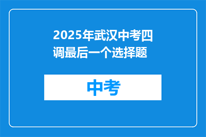2025年武汉中考四调最后一个选择题