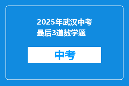 2025年武汉中考最后3道数学题
