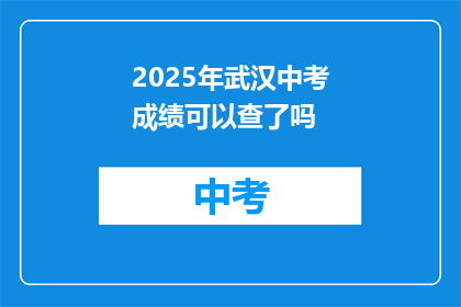 2025年武汉中考成绩可以查了吗