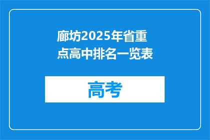 廊坊2025年省重点高中排名一览表