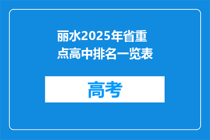 丽水2025年省重点高中排名一览表