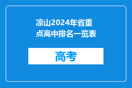 凉山2024年省重点高中排名一览表