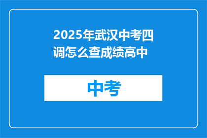 2025年武汉中考四调怎么查成绩高中